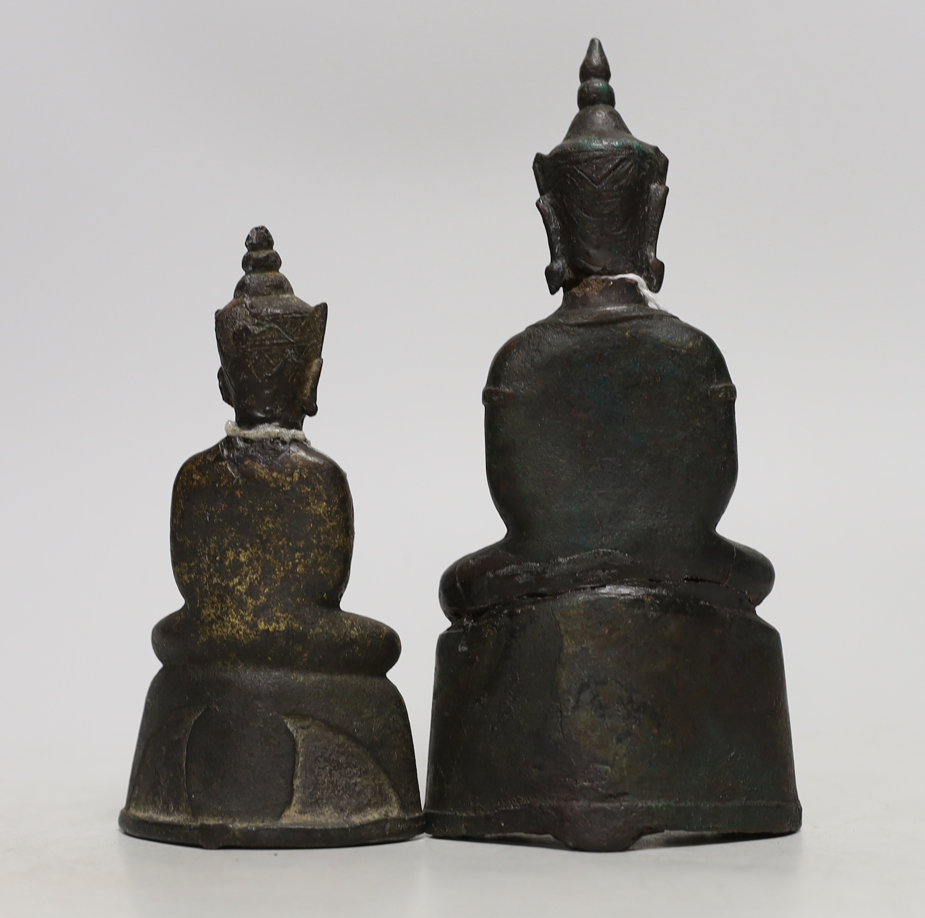 Two 18th / 19th century Burmese bronze figures of Buddha, tallest 18cm